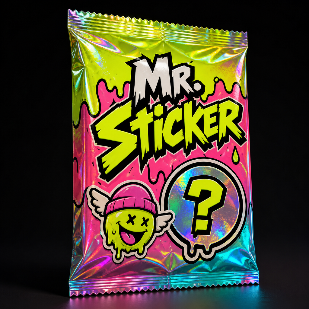 Mr. Sticker Mystery Pack — acid gradient foil